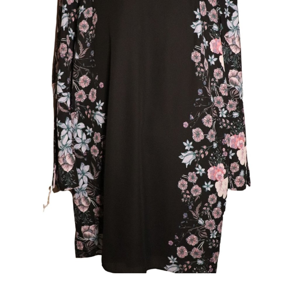 NICOLE MILLER WOMENS SIZE 10 FLORAL BLACK SHIRT DRESS - Picture 2 of 3